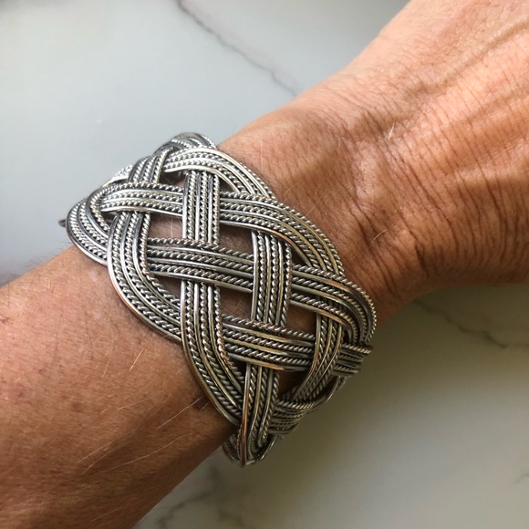 Silver-tone Braided Cuff Bracelet - Picture 3 of 5